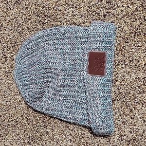 Knit Beanie with Leather Patch